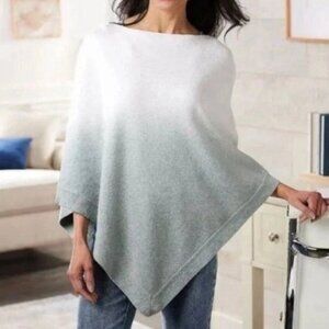 Barefoot Dreams Ocean Breeze Poncho CozyChic Ultra Lite Ombre WhiteGreen OS Plus